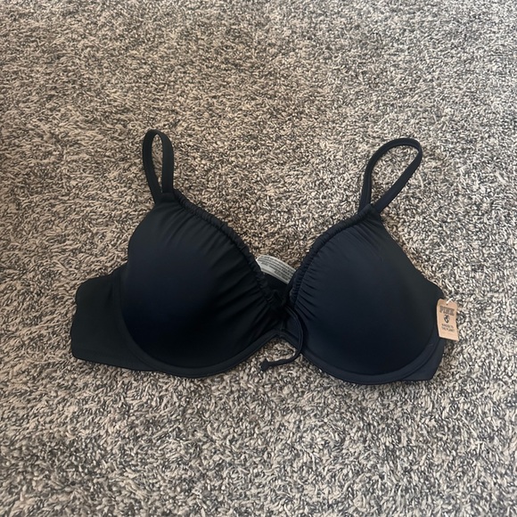 VS Pink Black Tie Front Bikini Top Size Large New with Tags - Picture 1 of 4